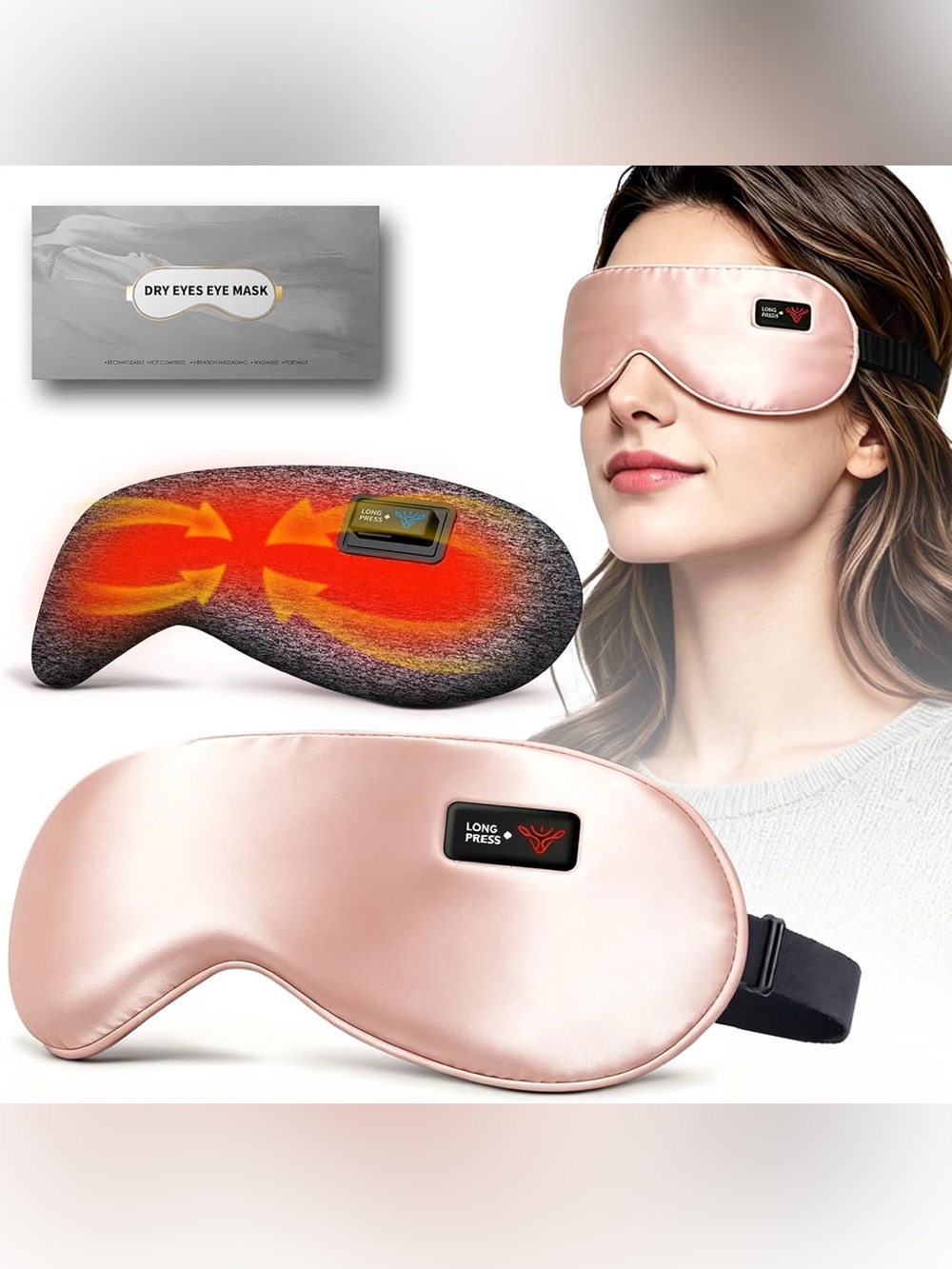 Cordless Heated Eye Mask, Precise Heating
